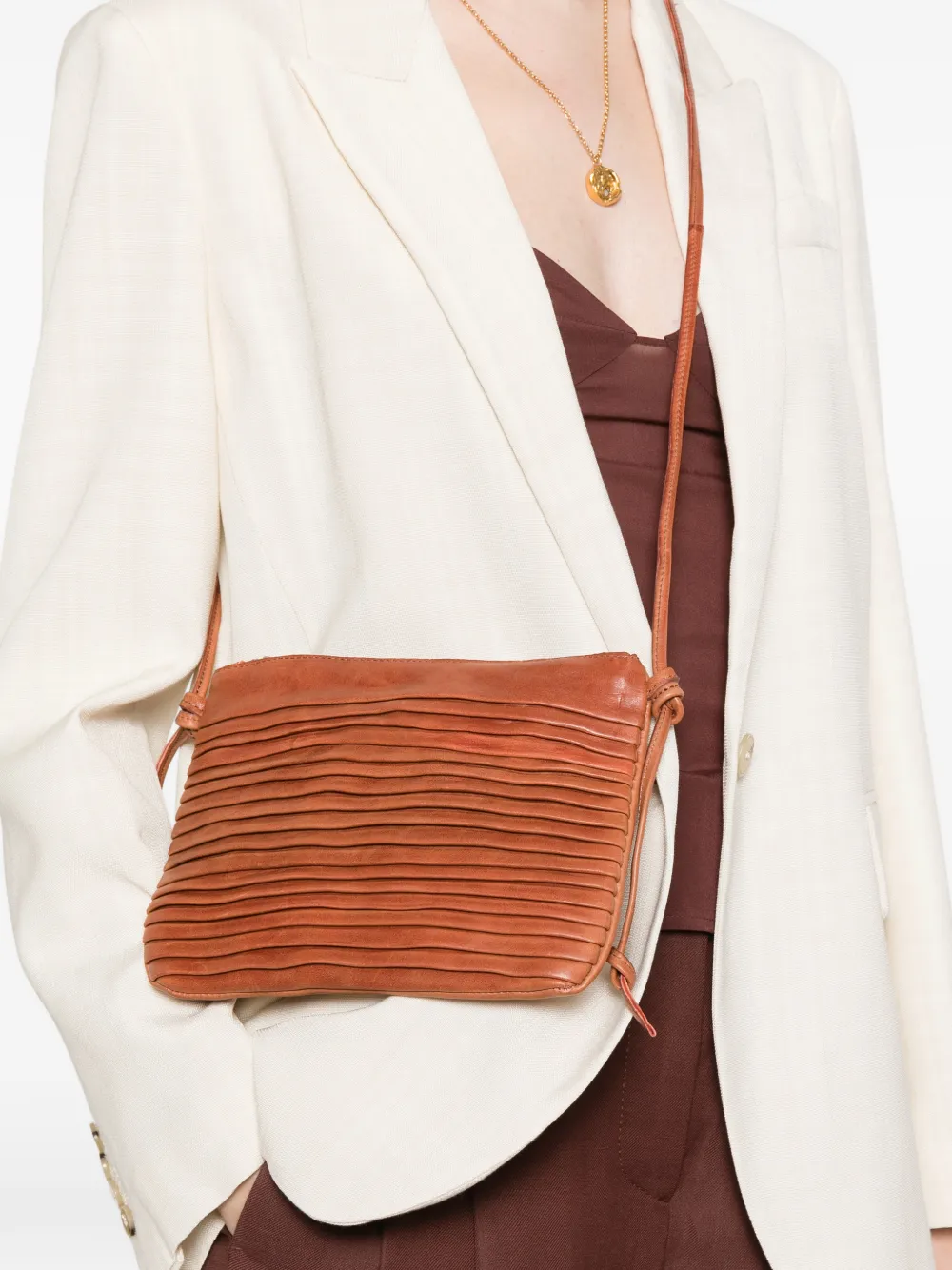  Sommet Country Pleated Cross Body Bag - Brown 
