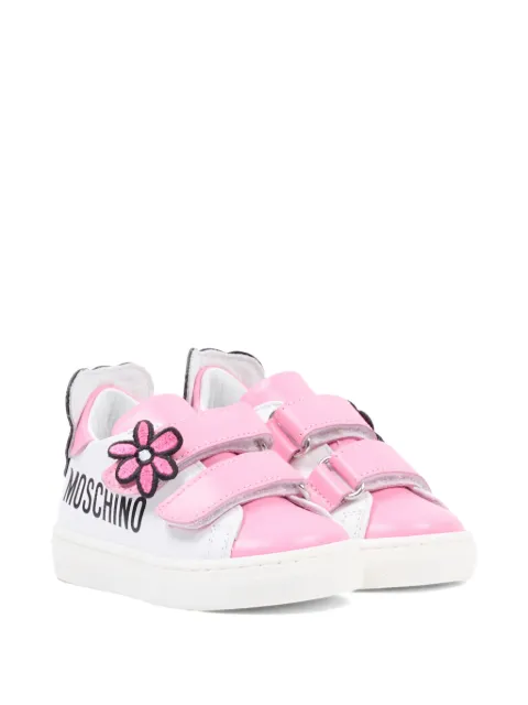 Moschino Kids flower appliqué teddy sneakers
