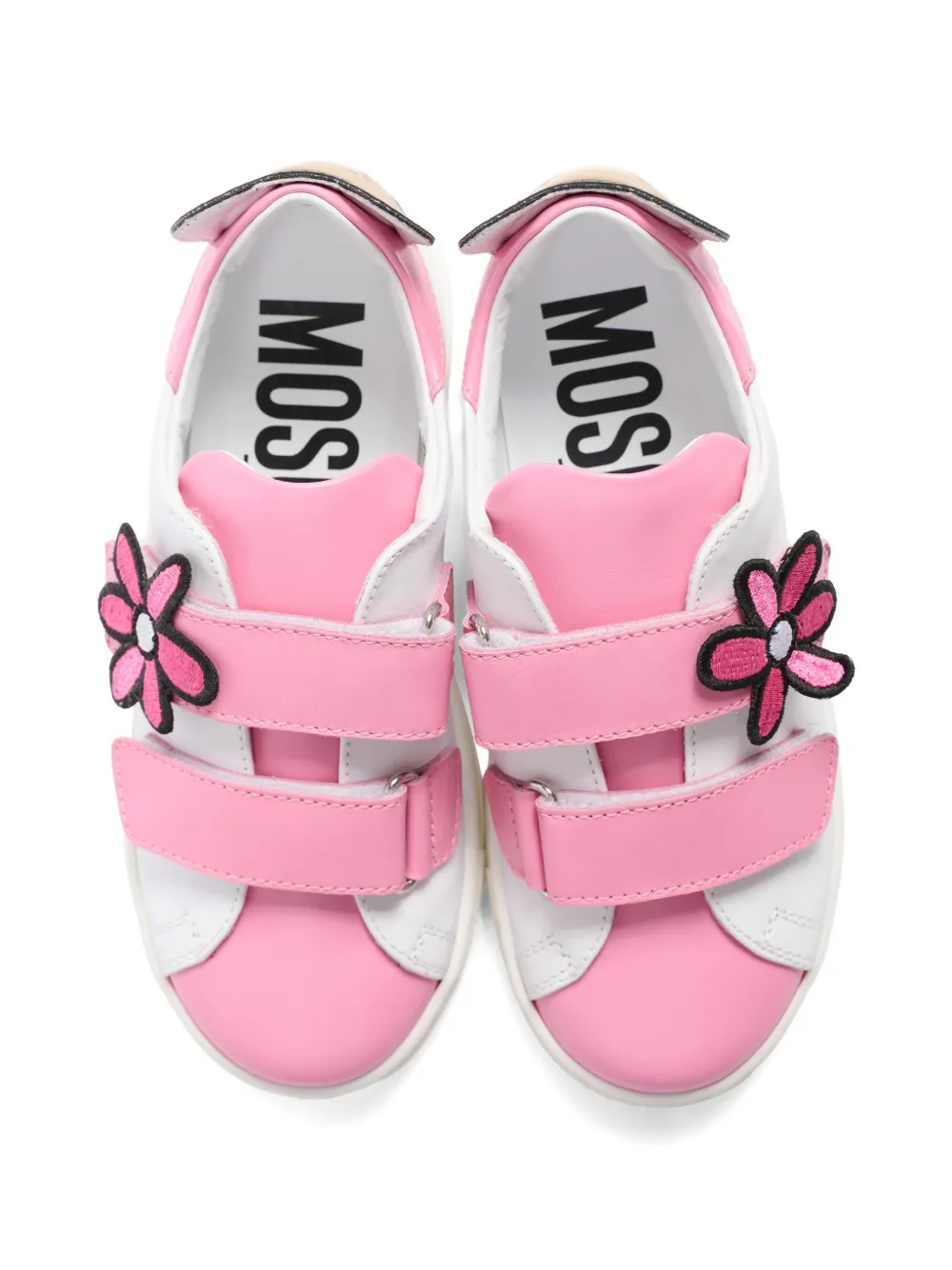 Moschino Kids flower appliqué strap sneakers Wit