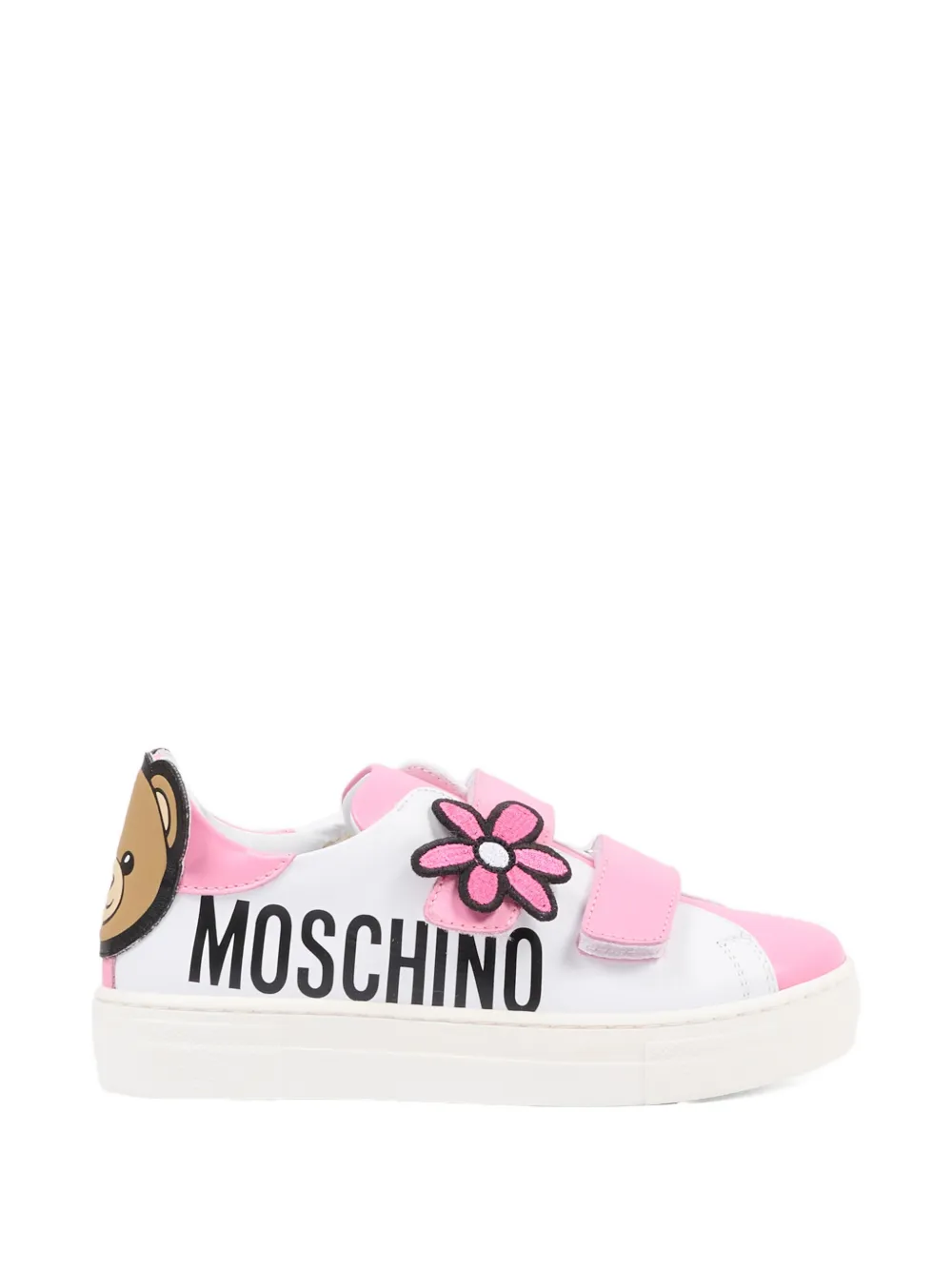 Moschino Kids flower appliqué strap sneakers Wit