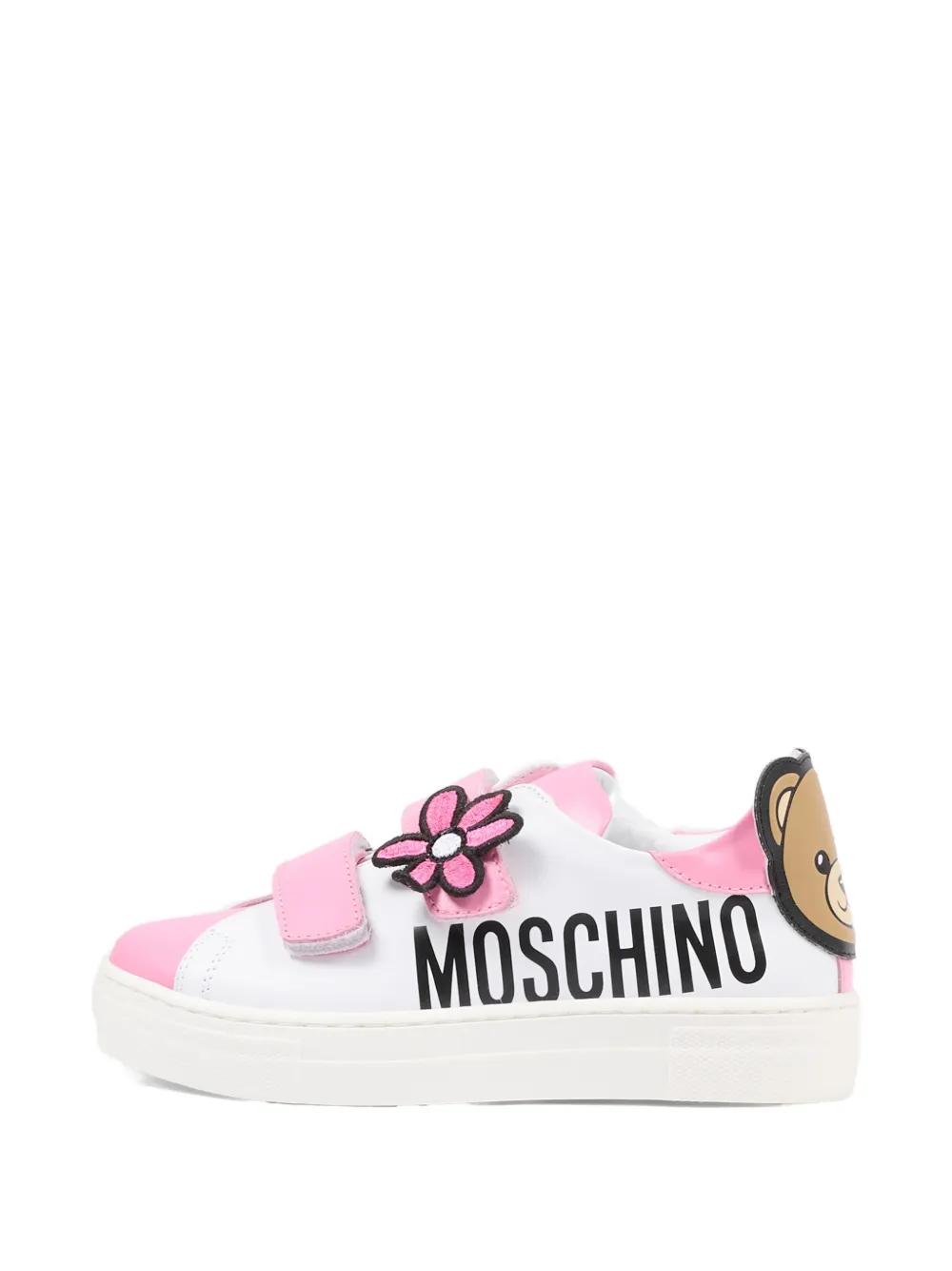 Moschino Kids flower appliqué strap sneakers Wit