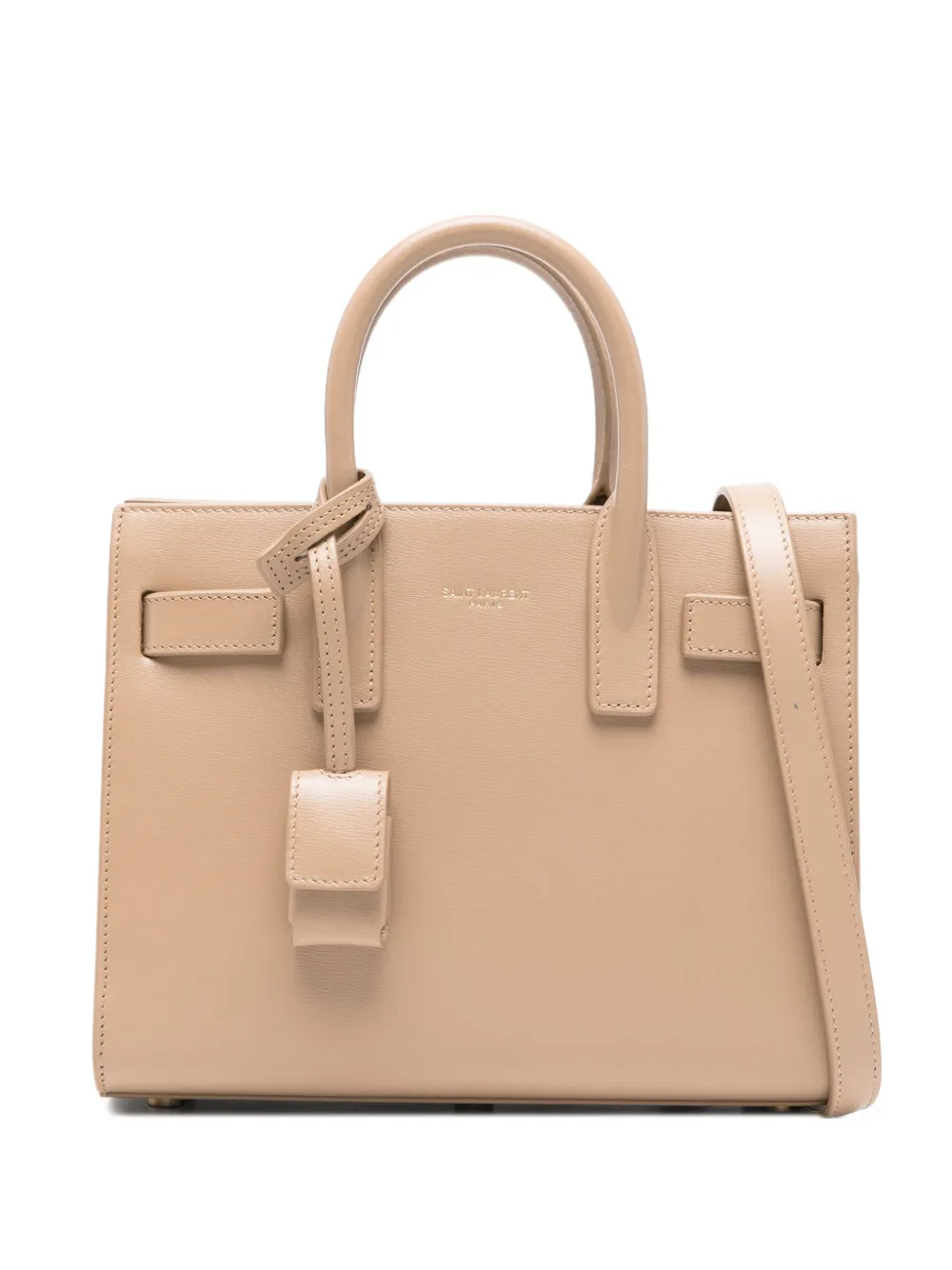 Saint Laurent top handle charm clutch bag - Neutrals