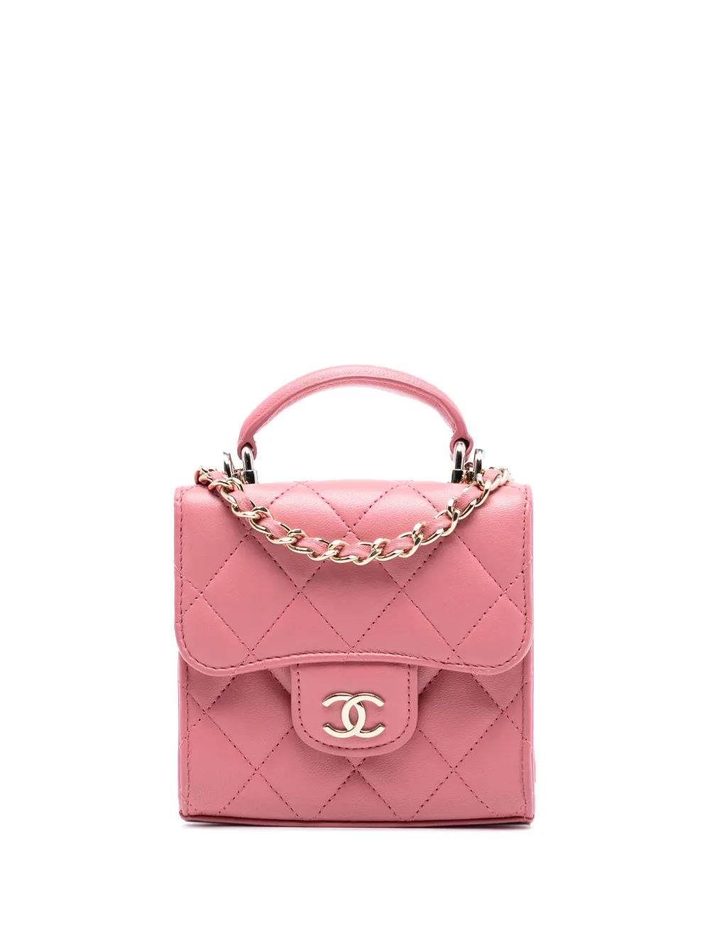 CHANEL Pre-Owned Borsa a tracolla CC in pelle di agnello con manico e catena 2021-2025 - Rosa
