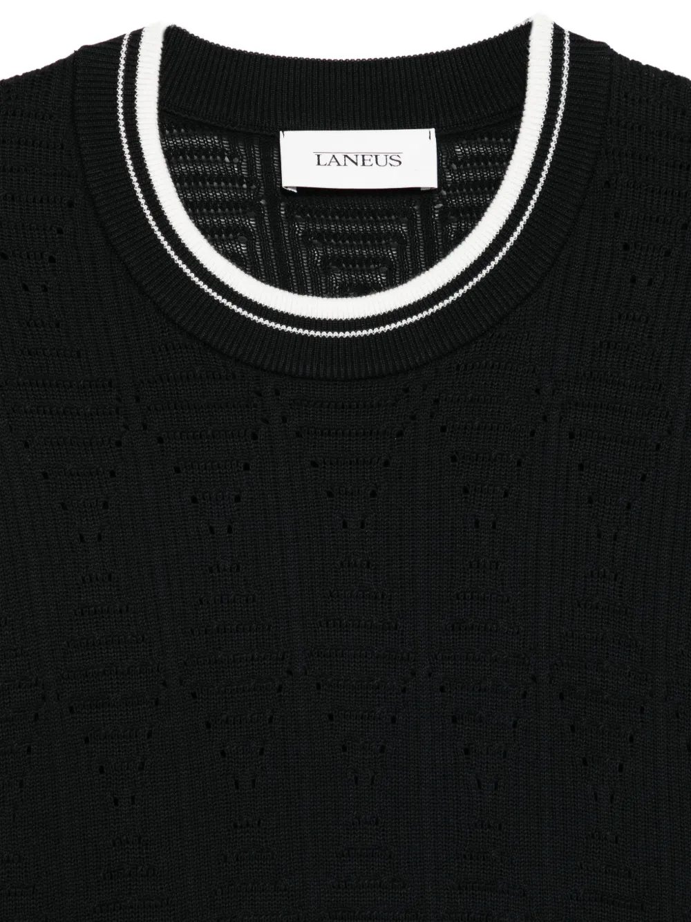 Laneus Gestreept T-shirt met ronde hals Zwart