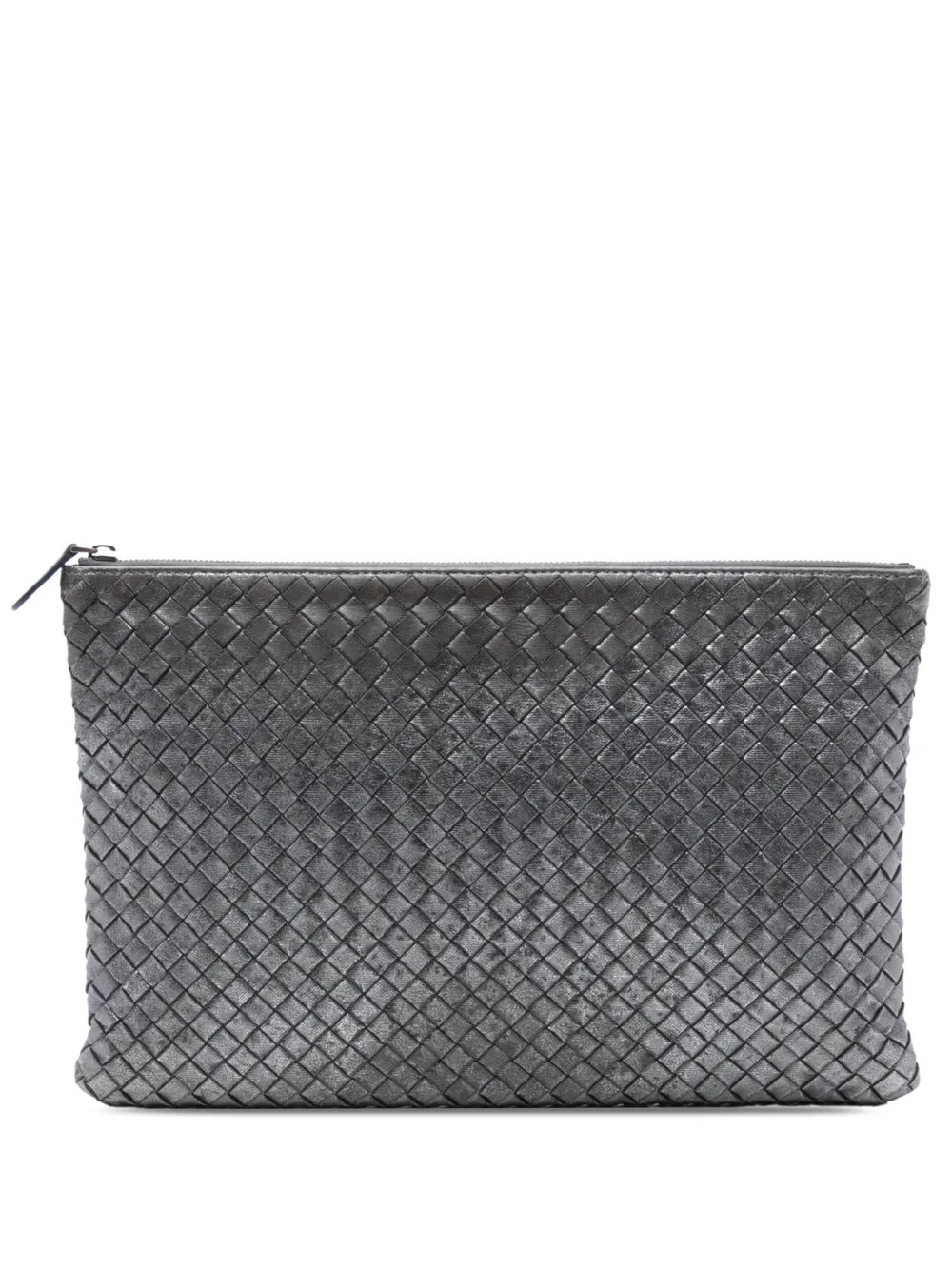 Bottega Veneta Pre-Owned 2012-2025 Metallic Leather Intrecciato clutch bag - Grigio