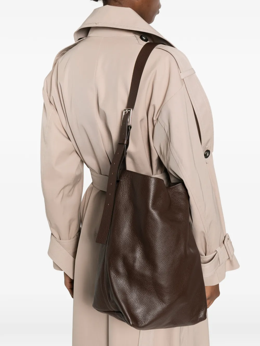  P.a.r.o.s.h. Buckle Leather Tote Bag - Brown 