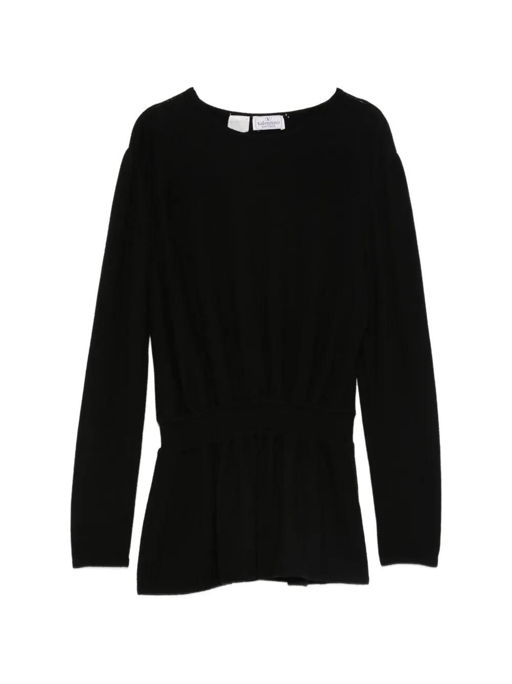 Pre-owned Valentino 1990s Peplum Sweater In Black