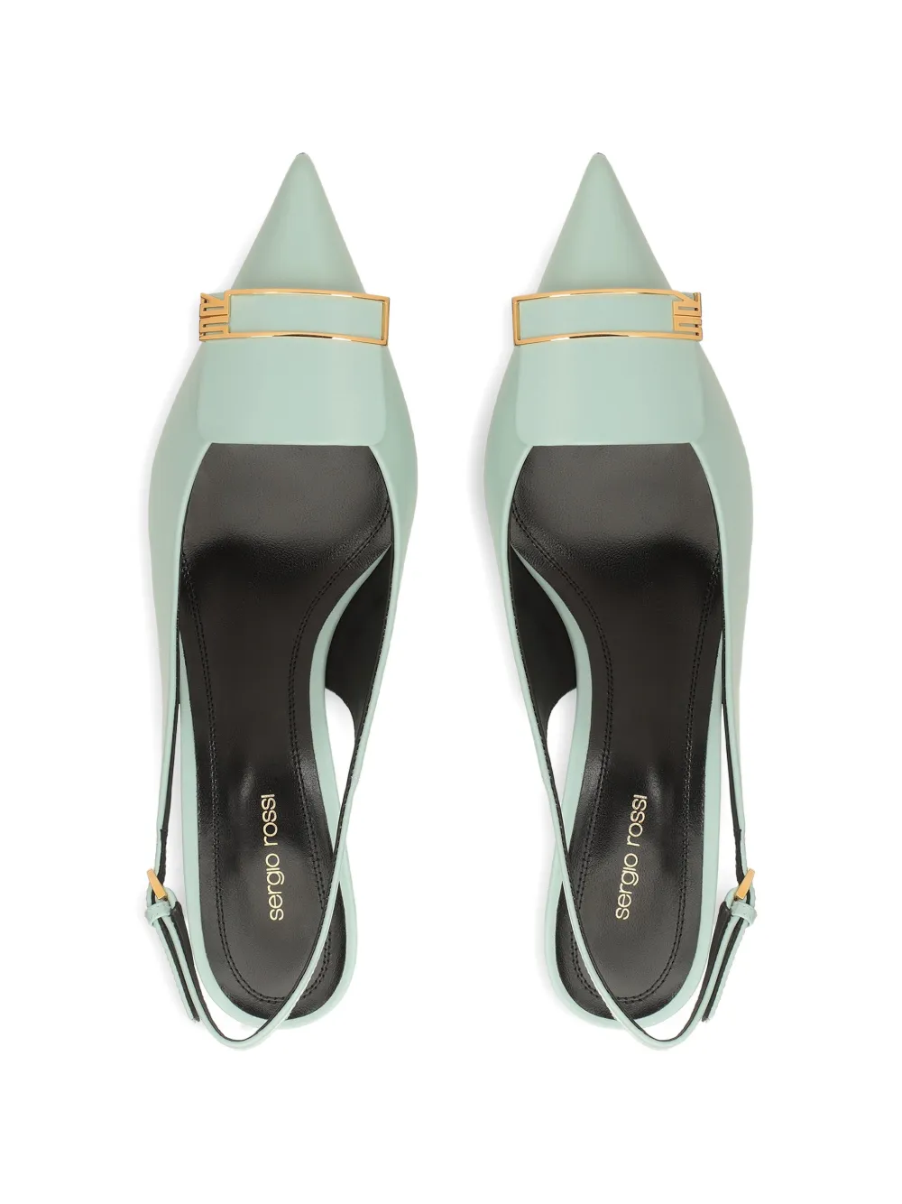 Sergio Rossi Pumps met puntige neus en logoplakkaat Blauw