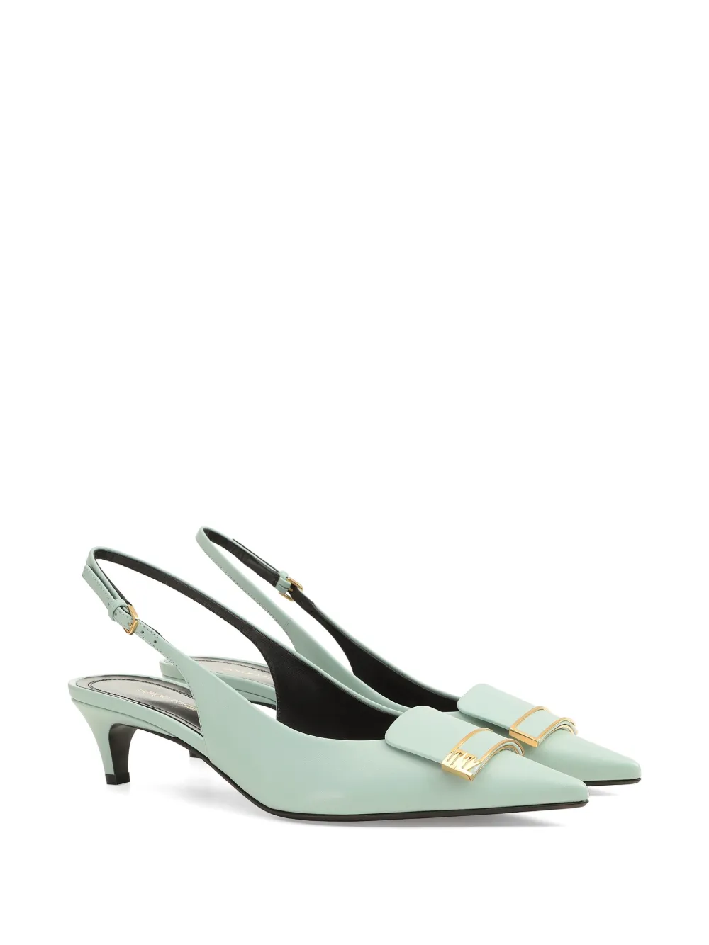Sergio Rossi Pumps met puntige neus en logoplakkaat Blauw