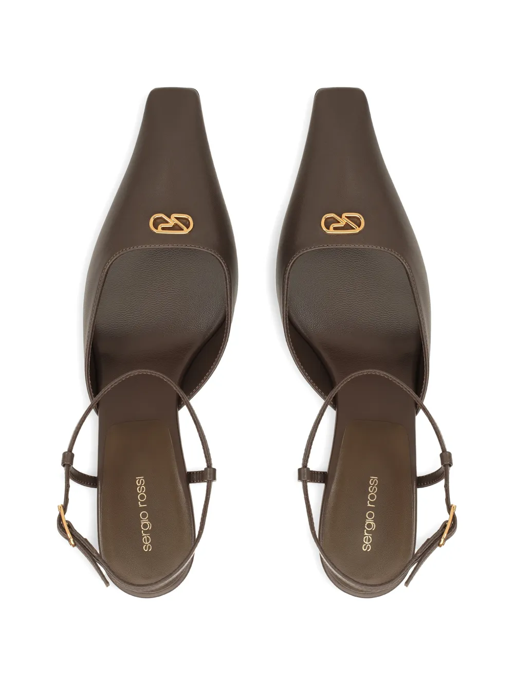 Sergio Rossi Surge pumps met puntige neus en logoplakkaat Bruin