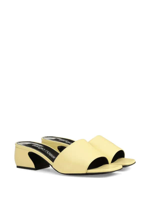 Sergio Rossi SR1 スエード フラットサンダル イエロー 23.5 Sergio Rossi レザー サンダル | イエロー | FARFETCH JP