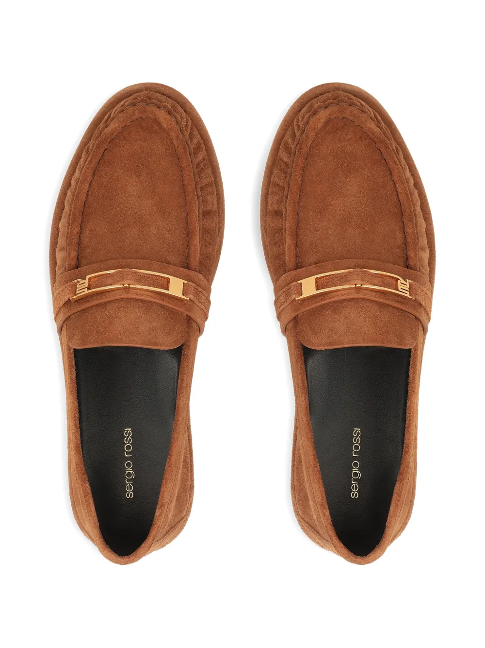 Sergio Rossi Bitt loafers met logoplakkaat Bruin