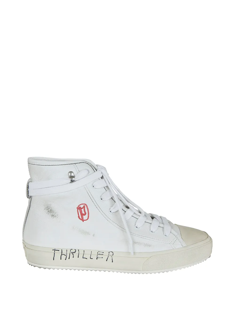 Paly leather high-top sneakers - Bianco