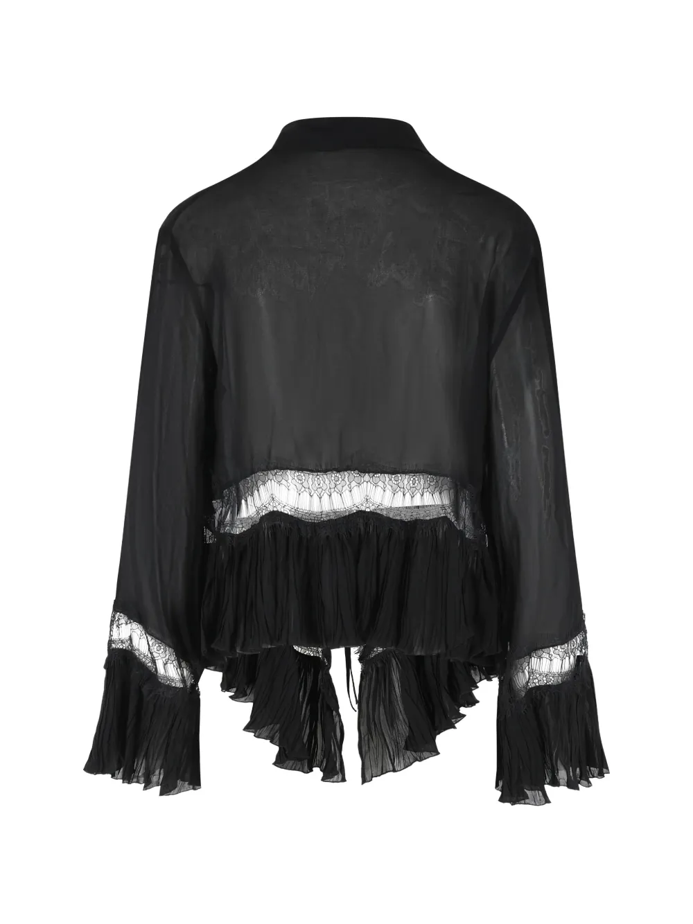 Lace Insert Ruffled Shirt