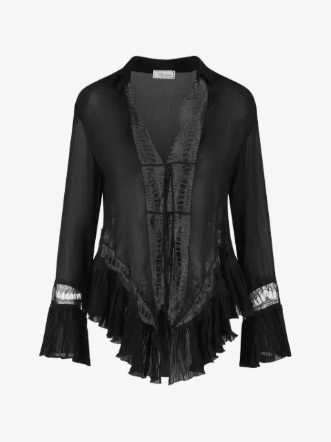 Blumarine camisa con volantes y encaje incorporado