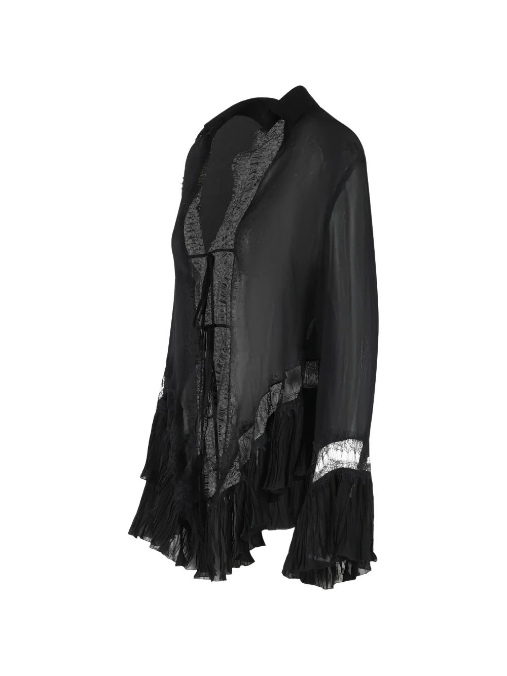 Lace Insert Ruffled Shirt