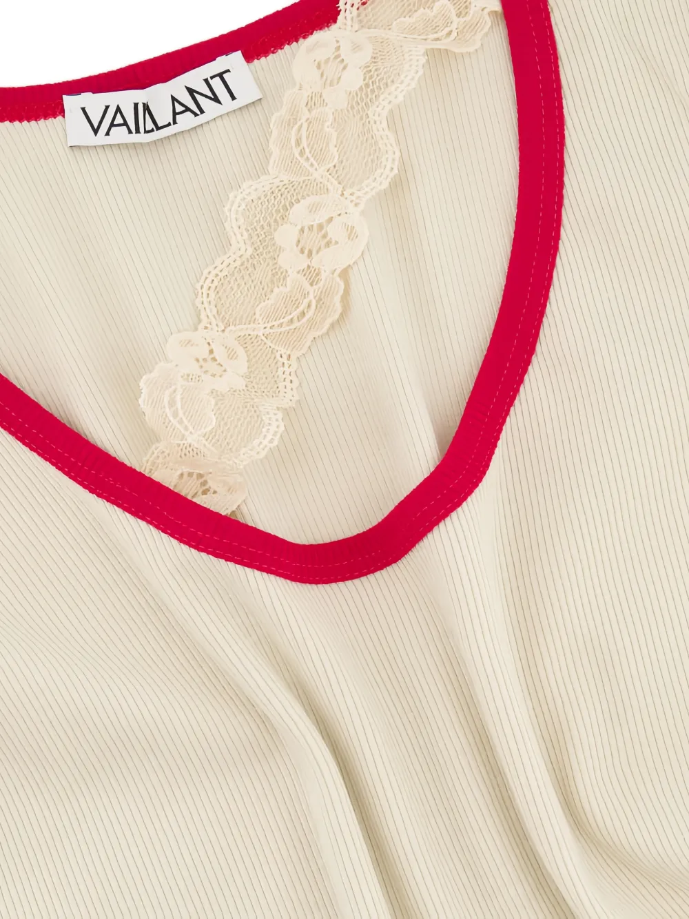  Vaillant Studio Ribbed Lace-trim Tank Top - Neutrals 