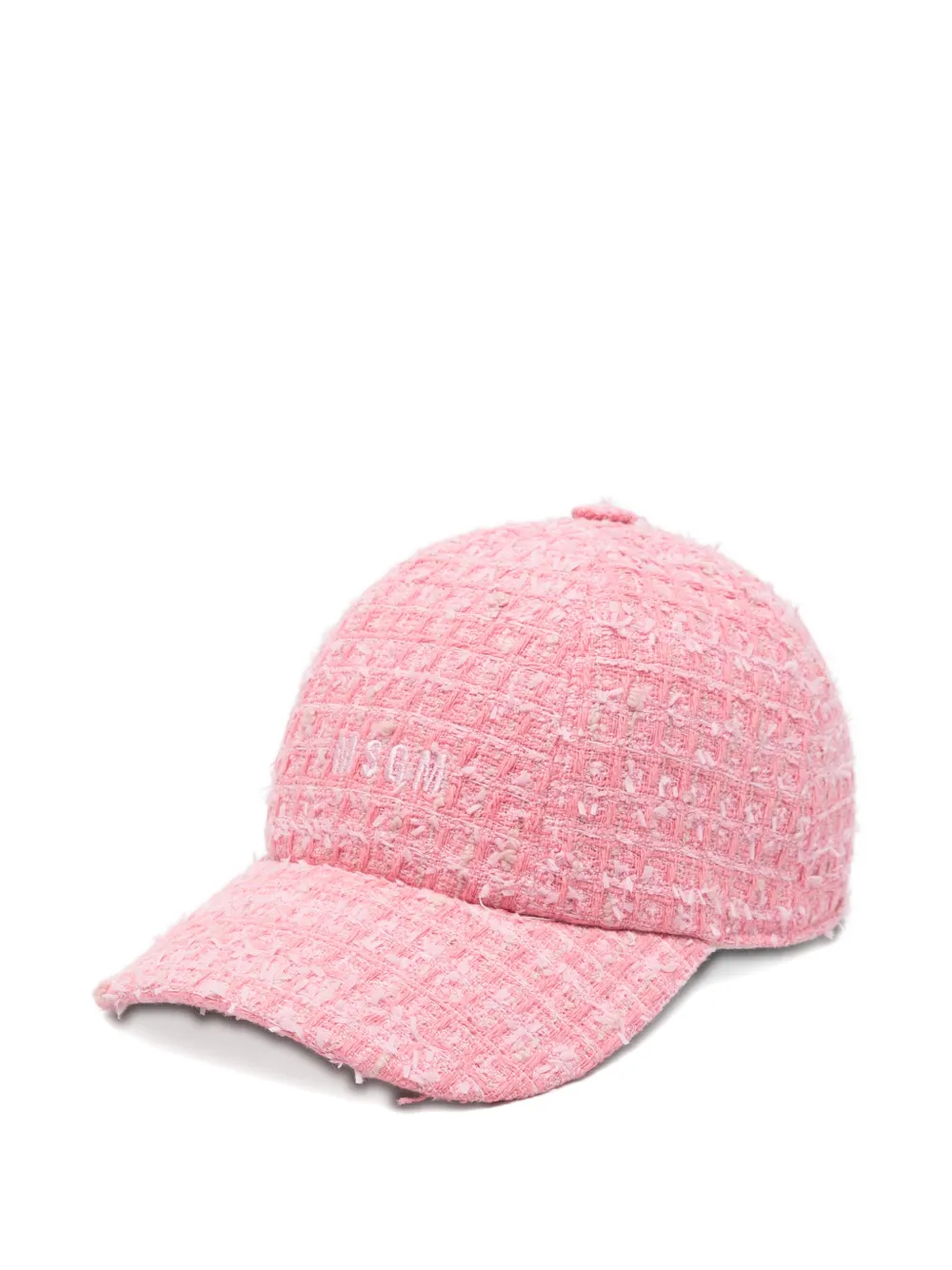 Msgm Logo Tweed Hat In Pink
