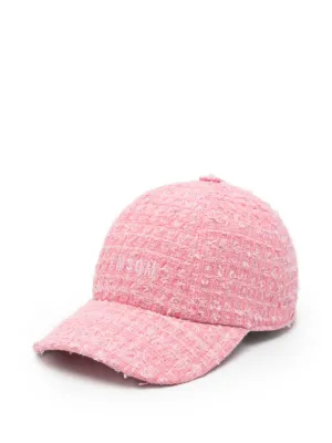GANNI クロシェニット バケットハット | ピンク | FARFETCH JP