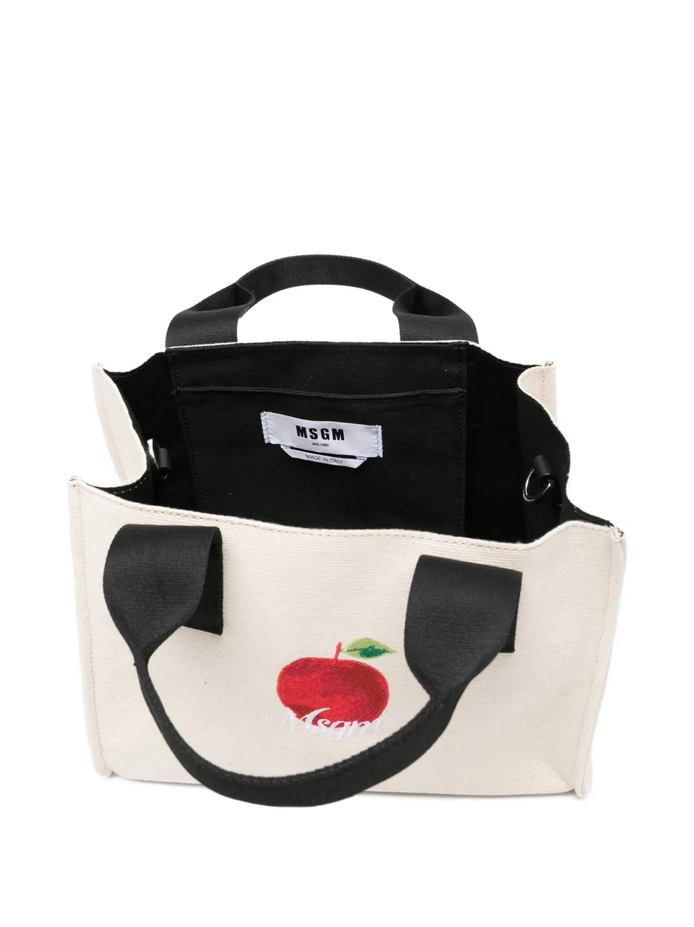 MSGM Kleine shopper met geborduurde appel Beige