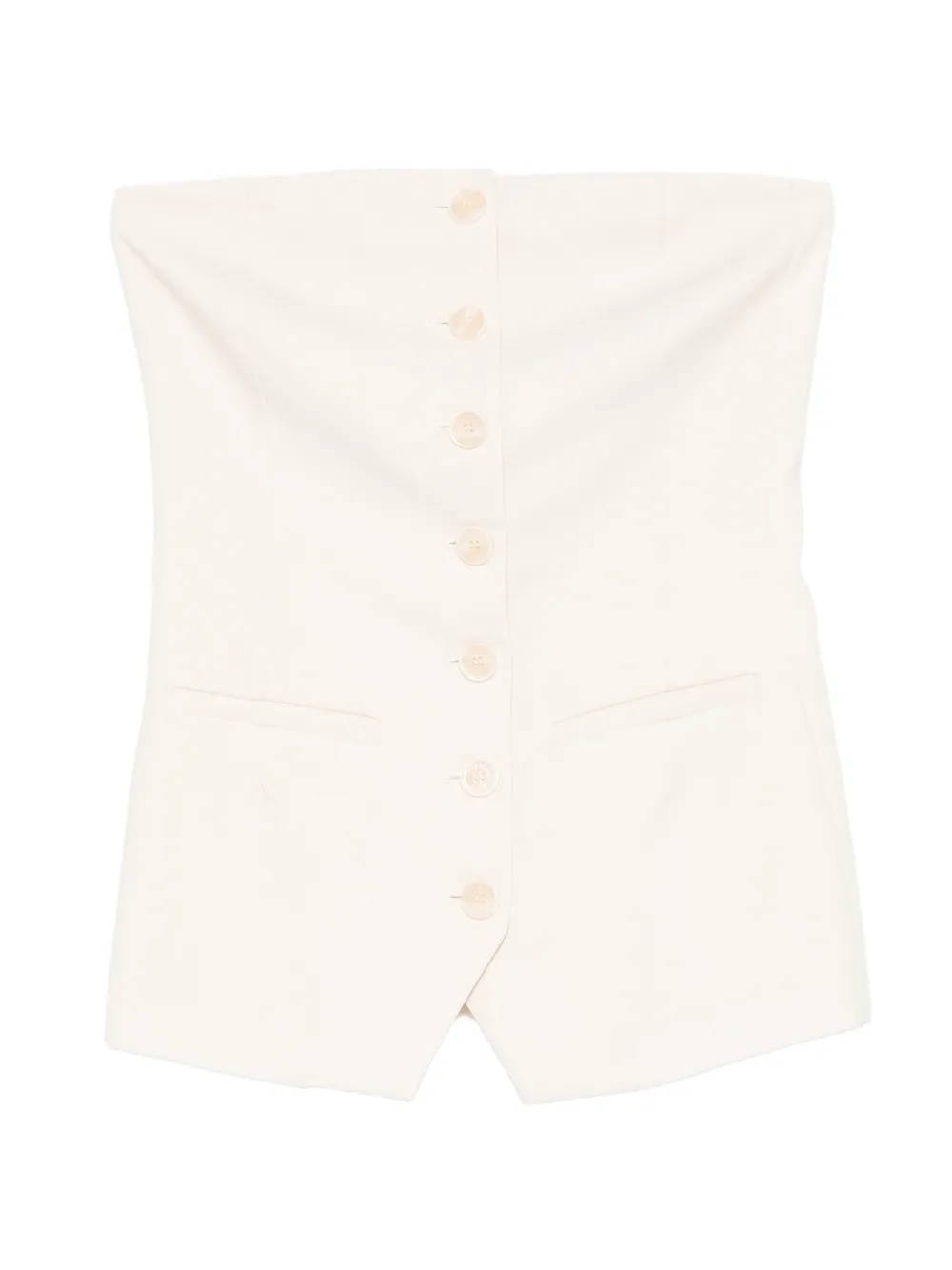 Patrizia Pepe button strapless top - Toni neutri