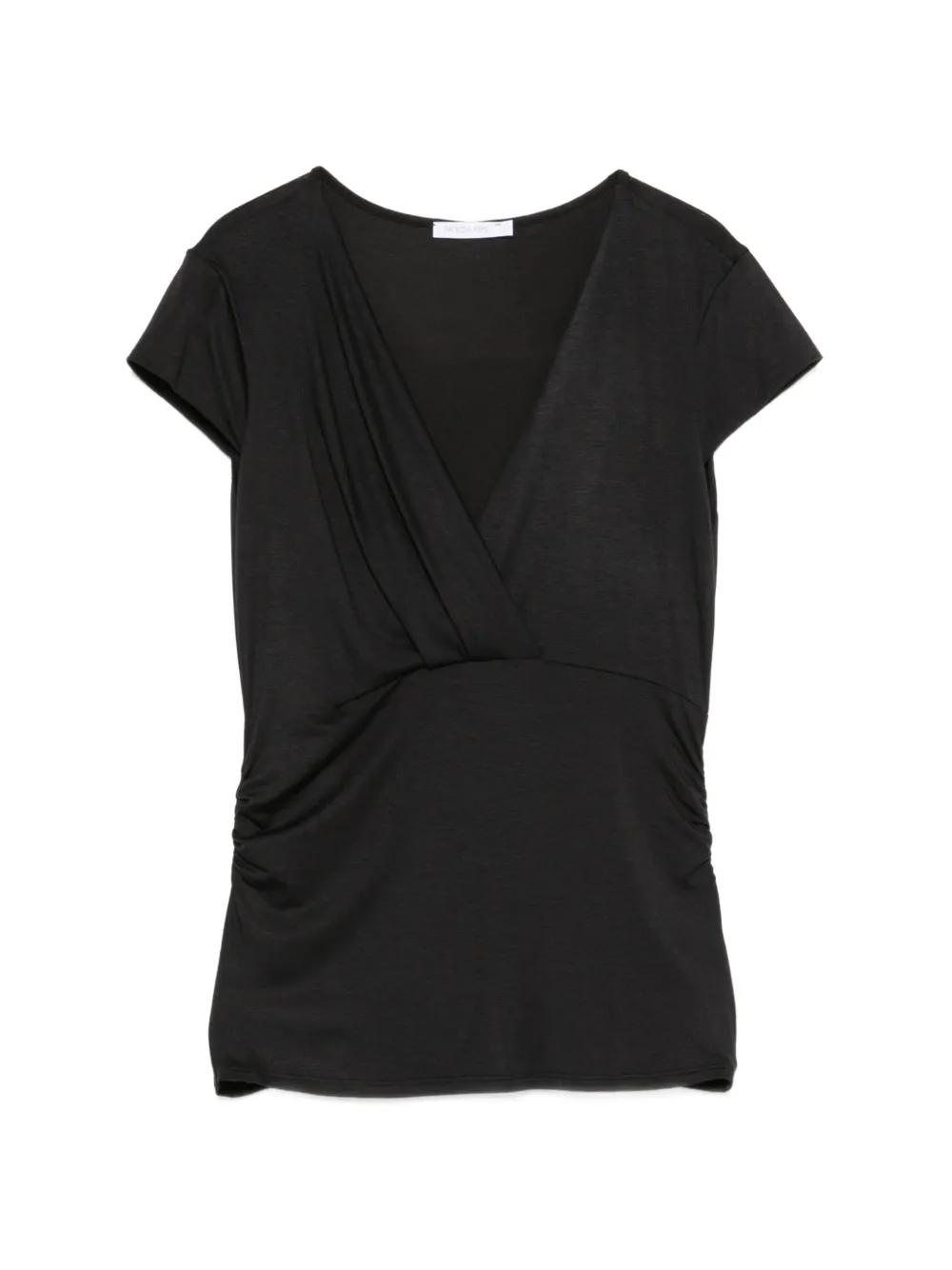 Patrizia Pepe V-neck draped modal T-shirt - Nero