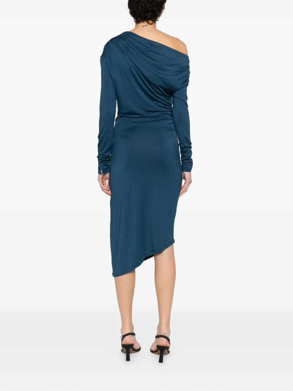 Patrizia Pepe Midi-jurk met asymmetrische hals Blauw