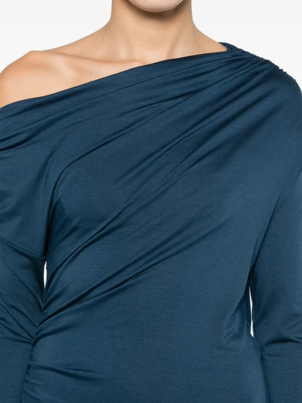 Patrizia Pepe Midi-jurk met asymmetrische hals Blauw