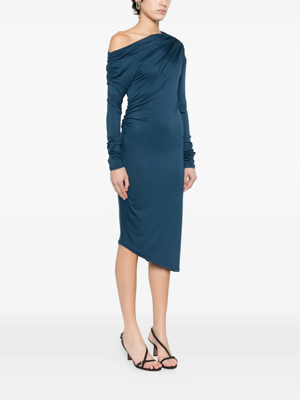Patrizia Pepe Midi-jurk met asymmetrische hals Blauw