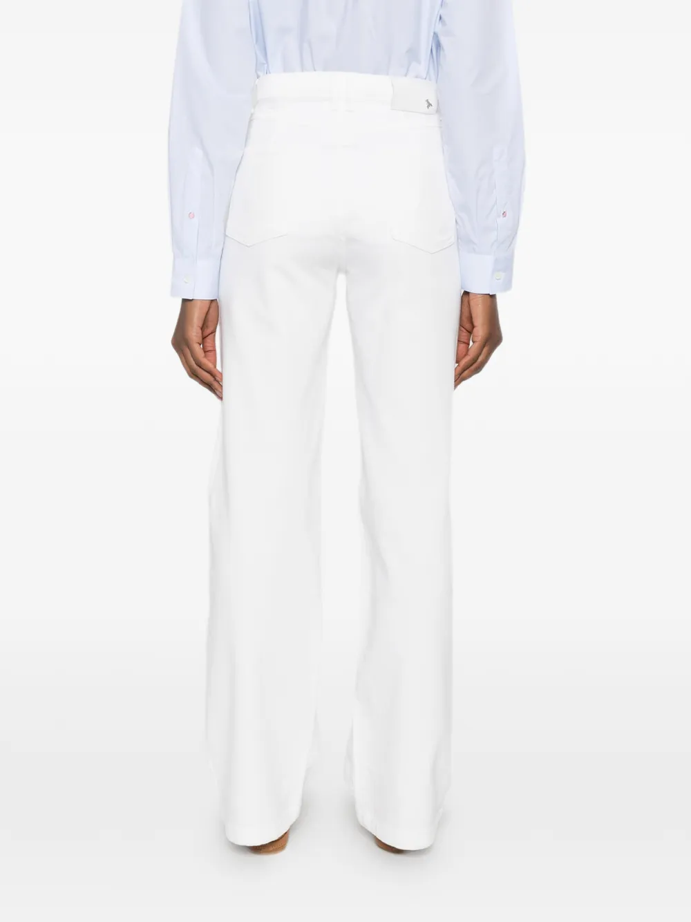 Patrizia Pepe Denim jeans met wijde pijpen Wit