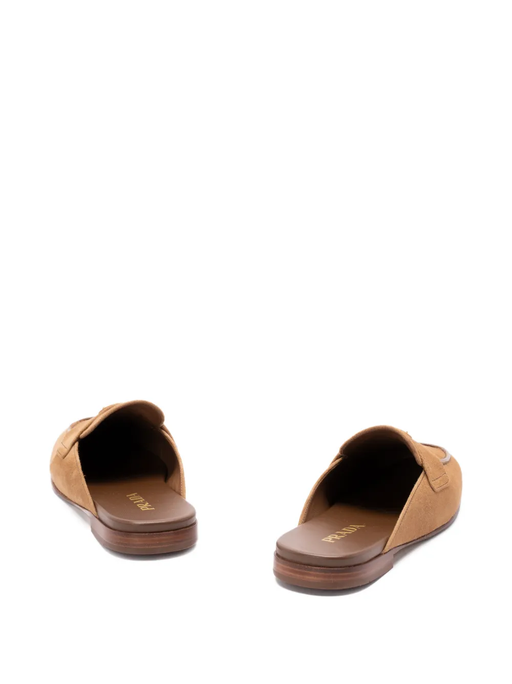 Prada Muiltjes met logoplakkaat Beige
