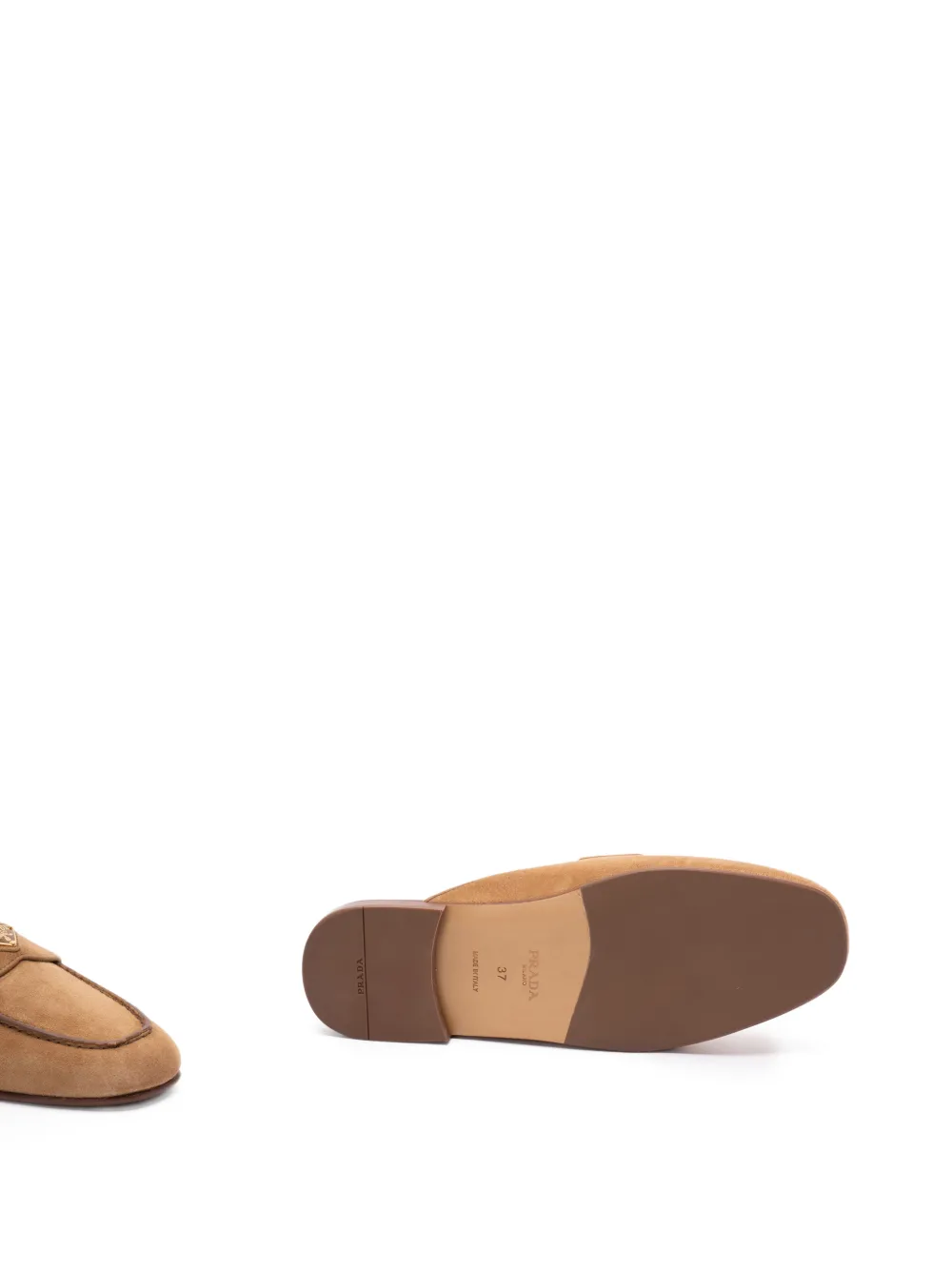 Prada Muiltjes met logoplakkaat Beige