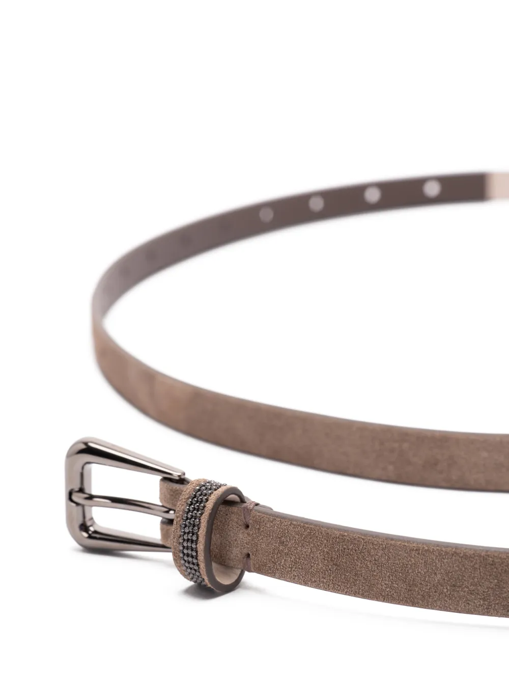 Brunello Cucinelli Leren riem met kralen Bruin