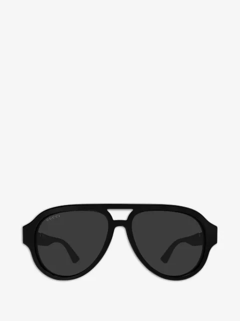 Gucci Eyewear 웹 스트라이프 파일럿 프레임 선글라스
