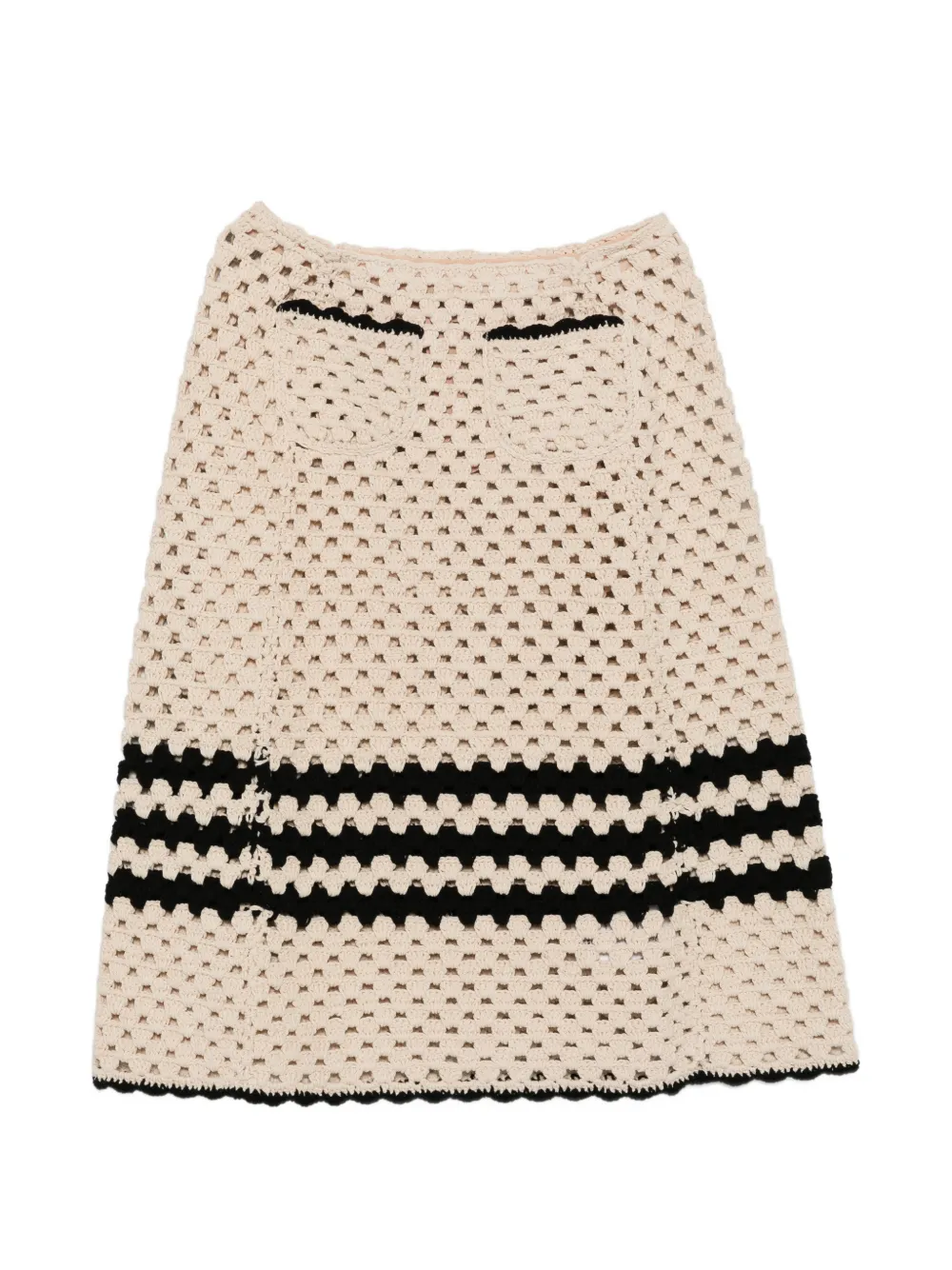 Nº21 crochet striped midi skirt - Toni neutri