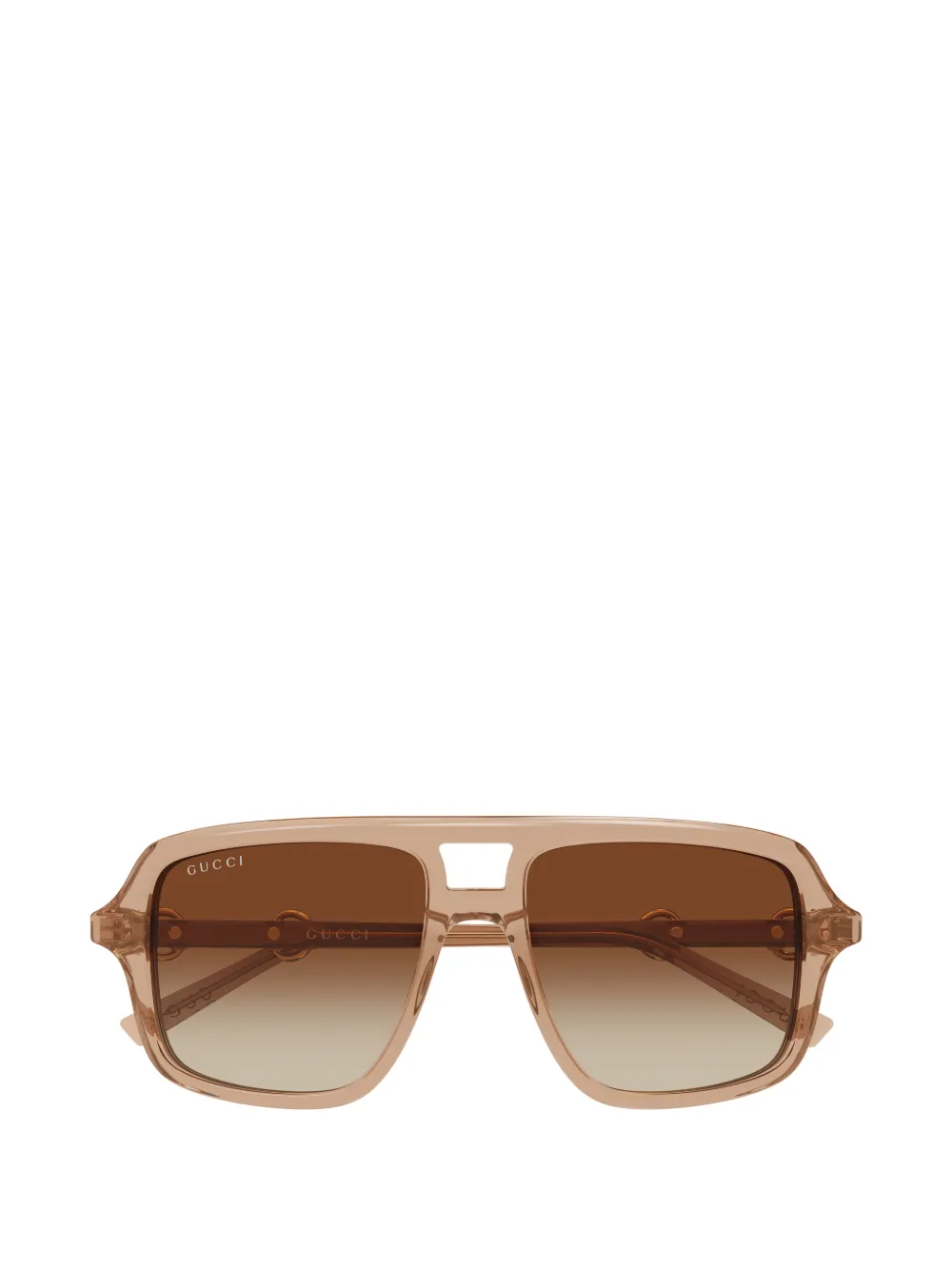 Gucci Eyewear horsebit-detail geometric-frame sunglasses - Marrone