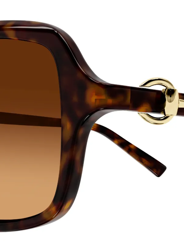 Gucci Eyewear horsebit-detail square-frame Sunglasses | Brown