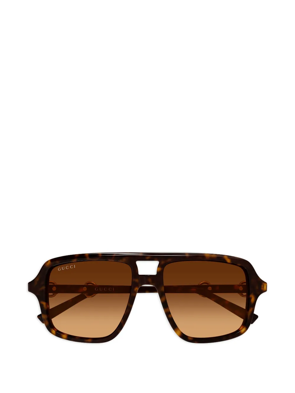 Gucci Eyewear horsebit-detail square-frame sunglasses - Marrone