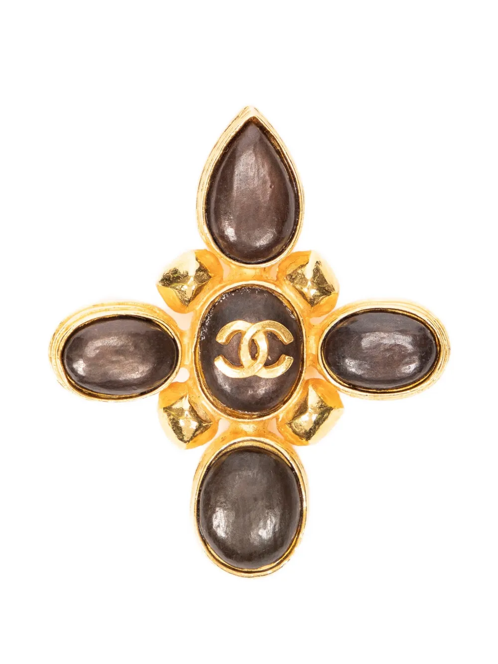 CHANEL Pre-Owned CC cross brooch - Oro