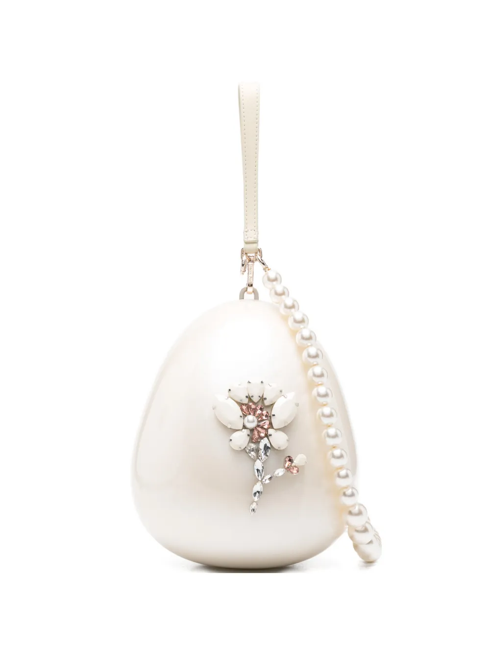 Simone Rocha large pearl egg floral-beaded cross body bag - Bianco