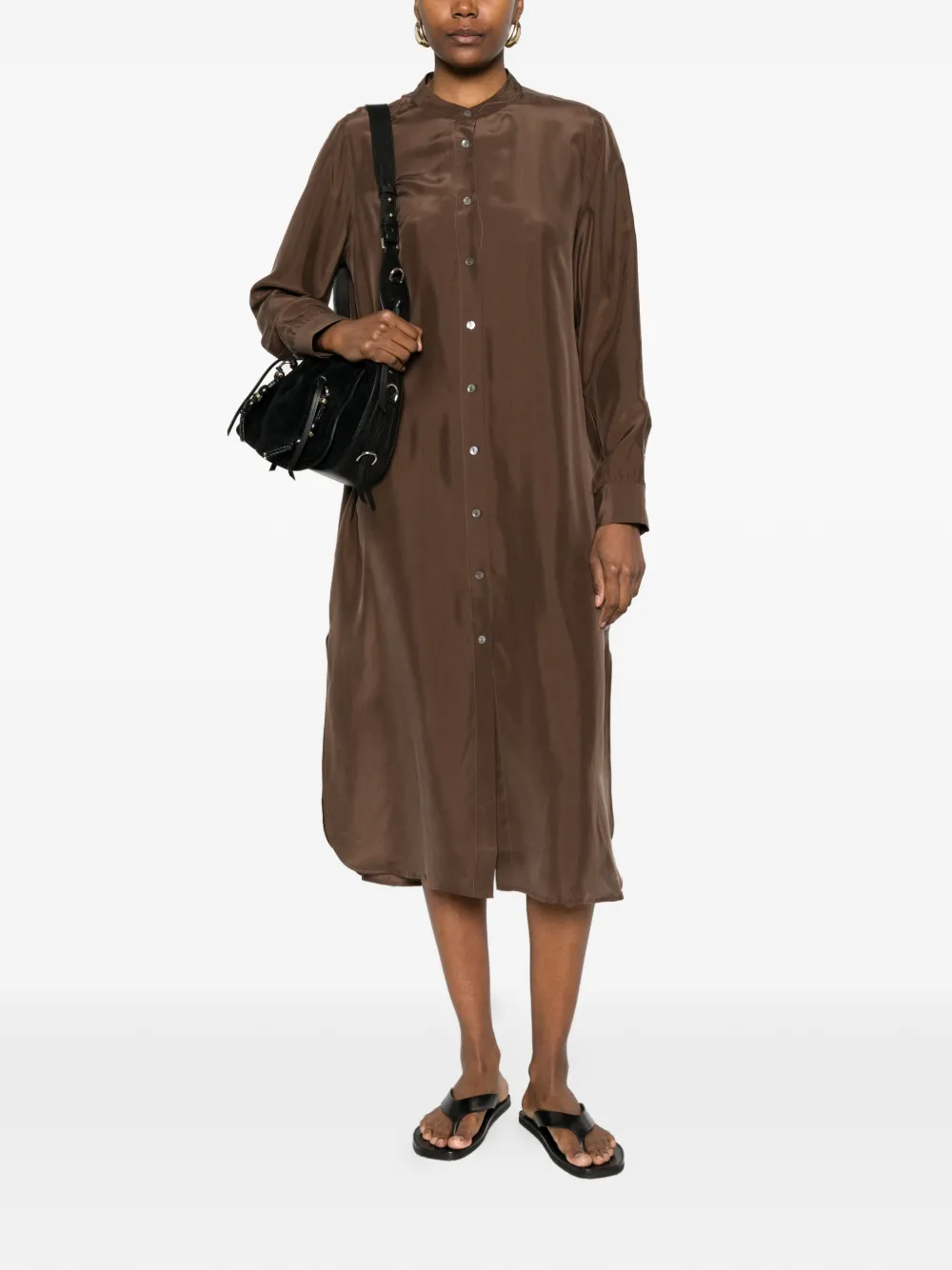  P.a.r.o.s.h. Buttoned Midi Dress - Brown 