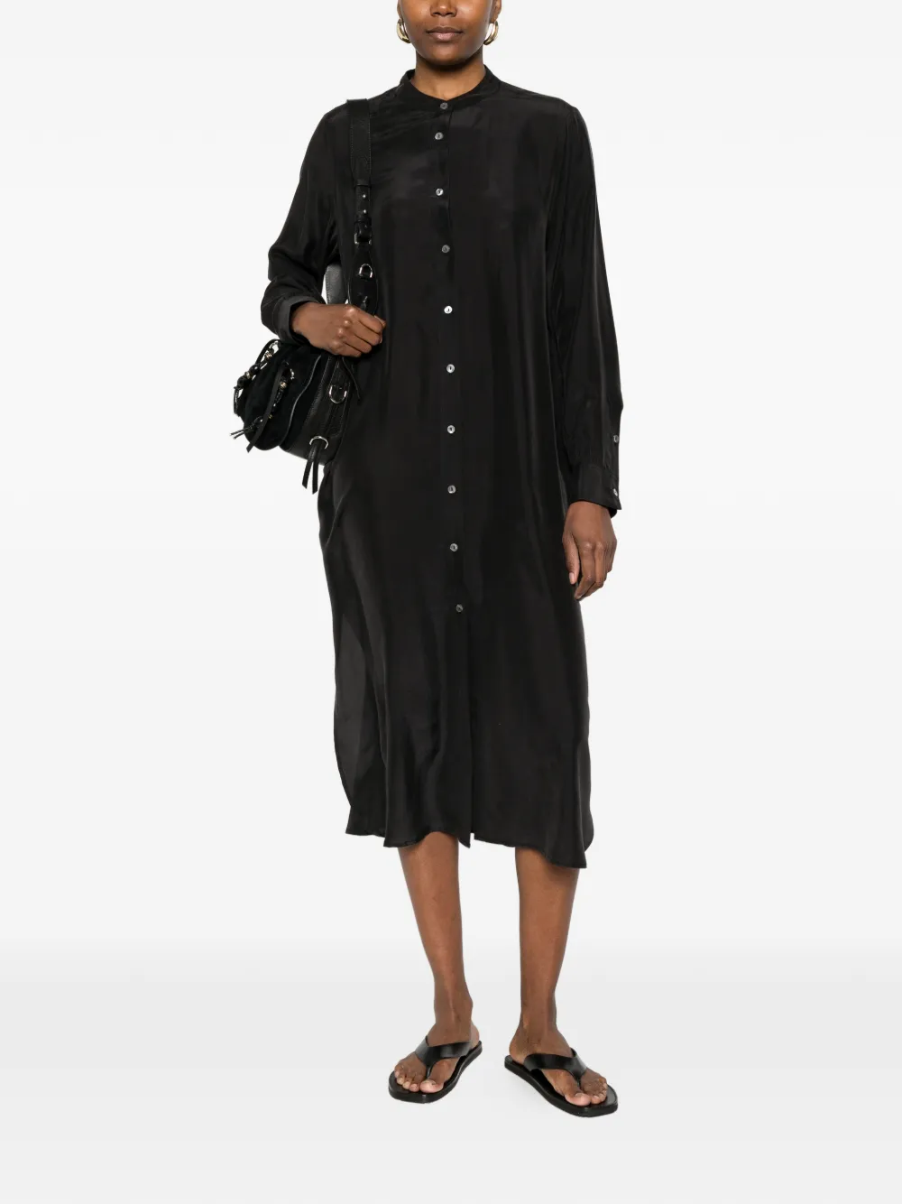 P.A.R.O.S.H. Button-up midi-jurk Zwart