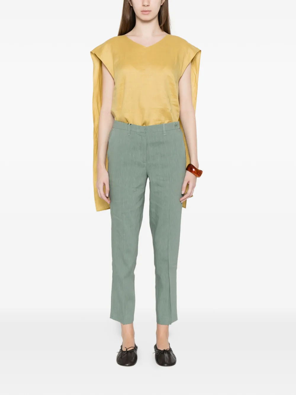  Monochrome Straight Trousers - Green 