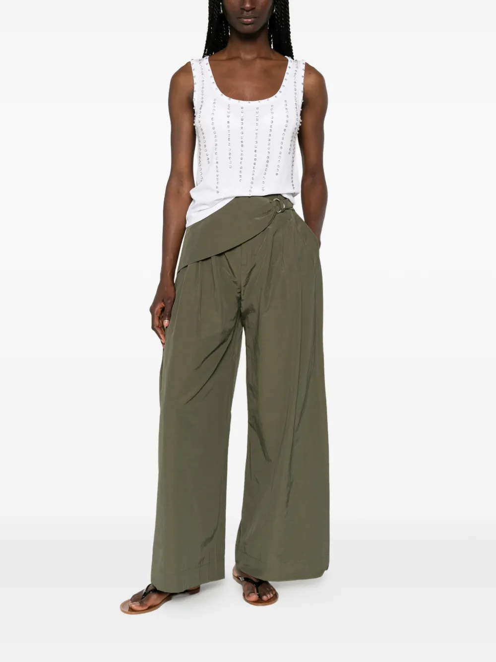 Marella scoop-neck embellished top - Bianco