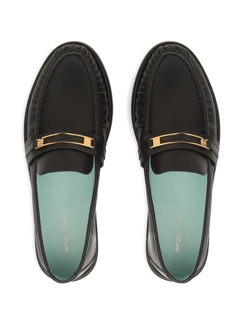 Sergio Rossi Bitt loafers met logoplakkaat en ruches Zwart