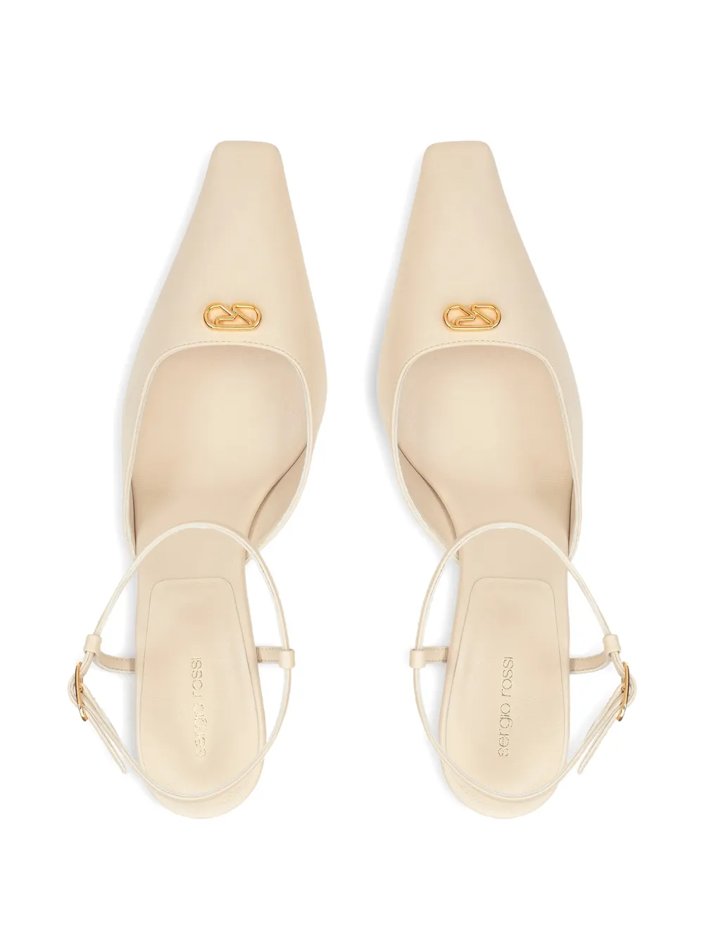 Sergio Rossi Surge pumps met enkelbandje en logo Beige