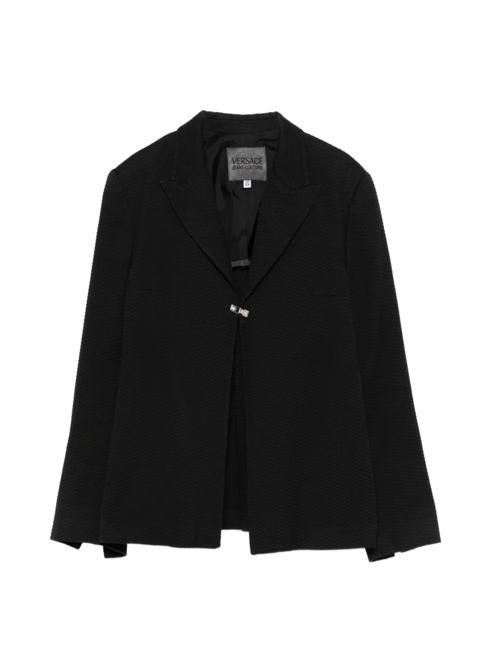 Pre-owned Versace 2000s Textured Blazer In Black