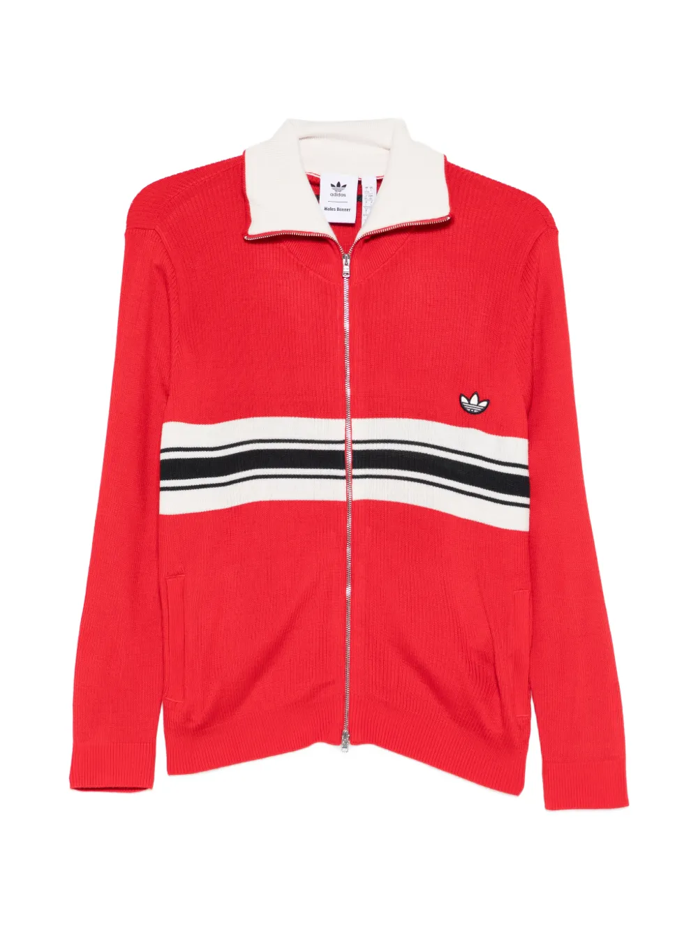 adidas Cardigan a righe con logo - Rosso