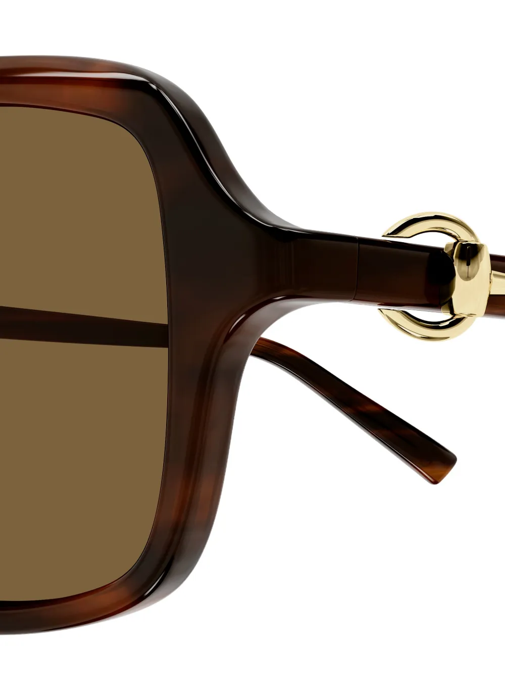 Gucci Eyewear horsebit-detail geometric-frame Sunglasses | Brown