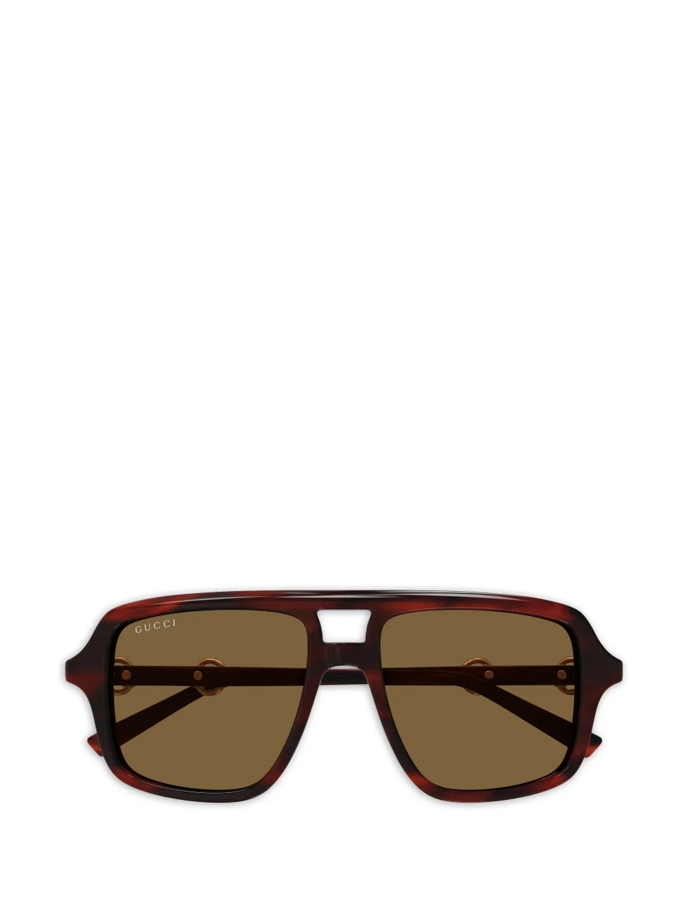 Gucci Eyewear horsebit-detail geometric-frame sunglasses - Marrone
